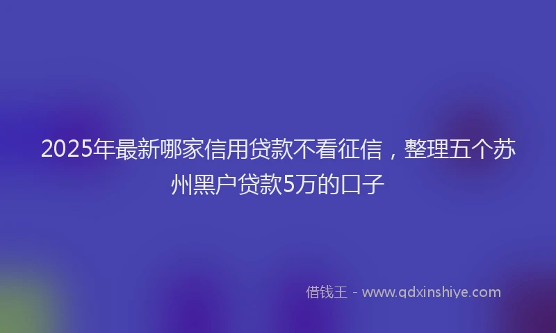 2025年最新哪家信用贷款不看征信，整理五个苏州黑户贷款5万的口子