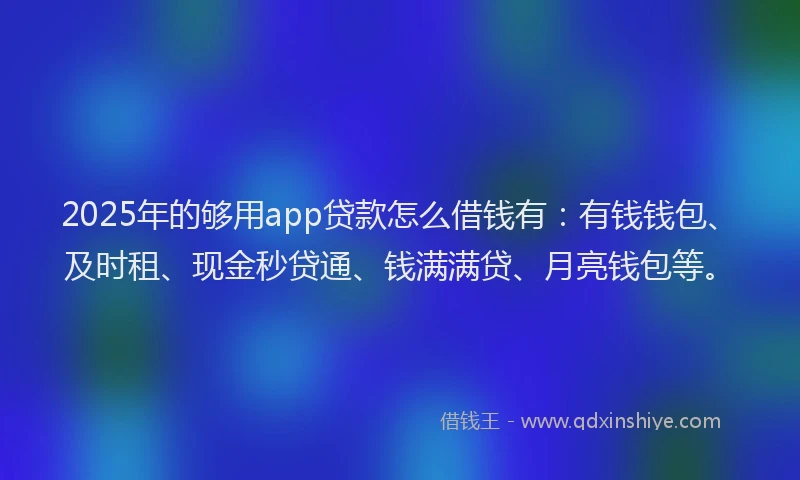2025年的够用app贷款怎么借钱有：有钱钱包、及时租、现金秒贷通、钱满满贷、月亮钱包等。