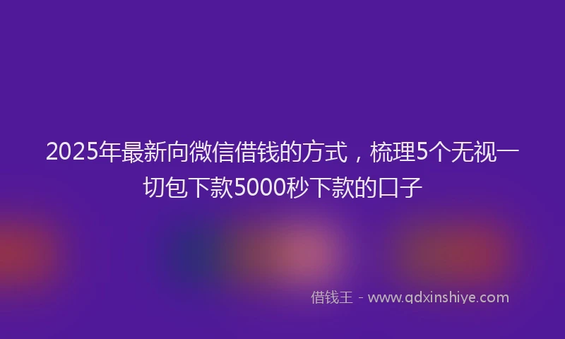 2025年最新向微信借钱的方式，梳理5个无视一切包下款5000秒下款的口子
