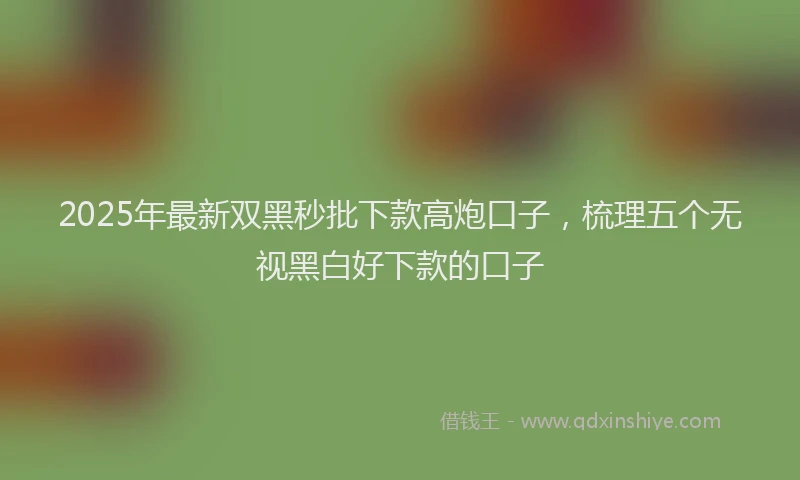 2025年最新双黑秒批下款高炮口子，梳理五个无视黑白好下款的口子