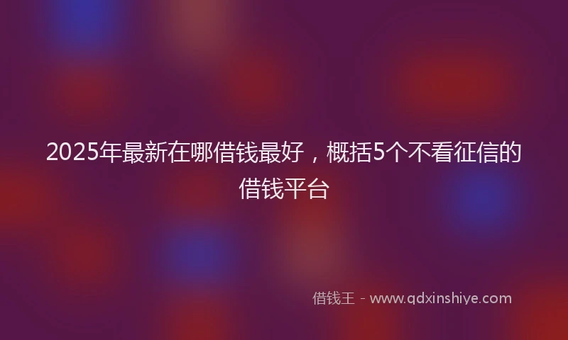 2025年最新在哪借钱最好，概括5个不看征信的借钱平台