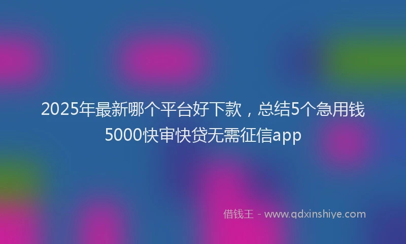 2025年最新哪个平台好下款，总结5个急用钱5000快审快贷无需征信app