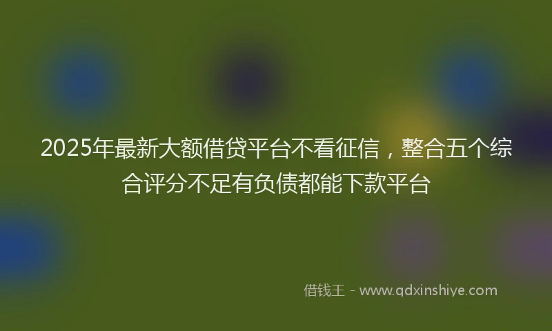 2025年最新大额借贷平台不看征信，整合五个综合评分不足有负债都能下款平台