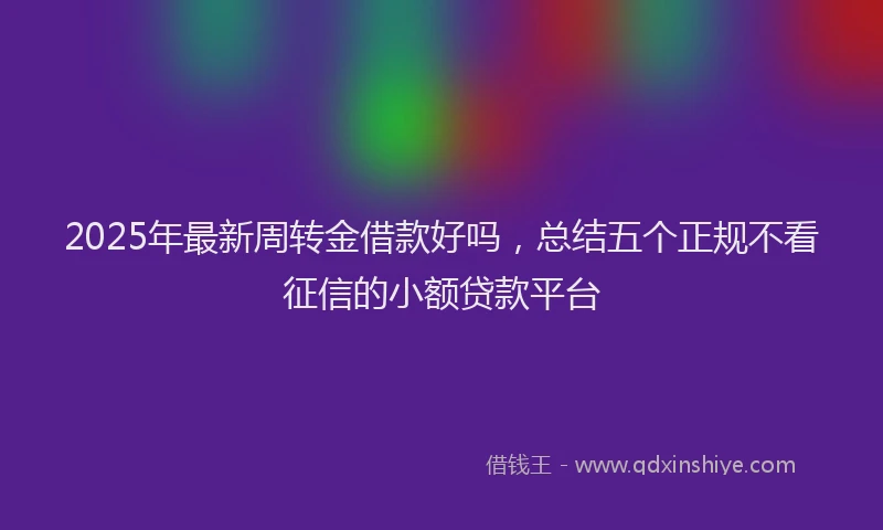 2025年最新周转金借款好吗，总结五个正规不看征信的小额贷款平台