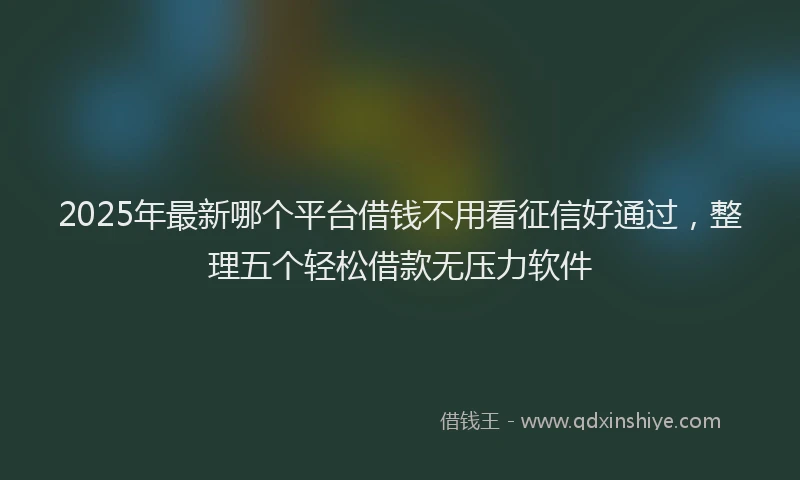 2025年最新哪个平台借钱不用看征信好通过，整理五个轻松借款无压力软件