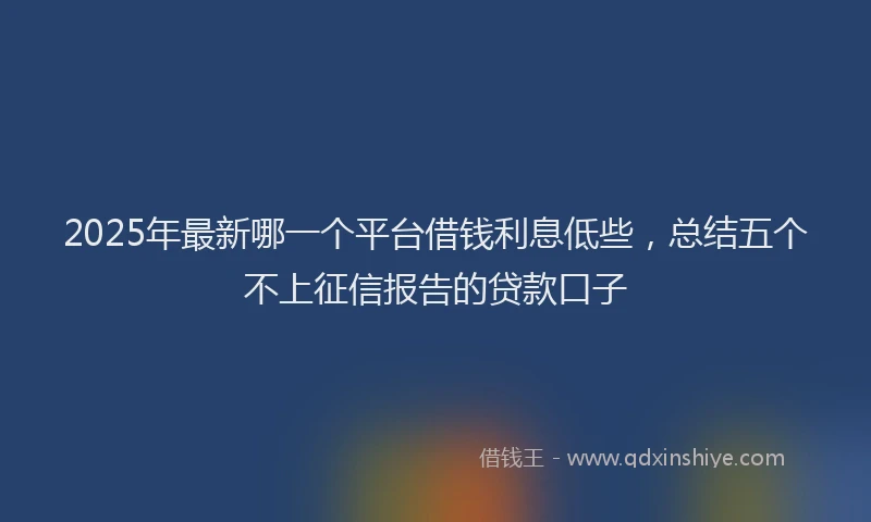2025年最新哪一个平台借钱利息低些，总结五个不上征信报告的贷款口子