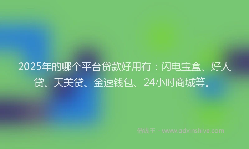 2025年的哪个平台贷款好用有：闪电宝盒、好人贷、天美贷、金速钱包、24小时商城等。