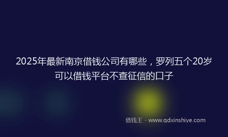2025年最新南京借钱公司有哪些，罗列五个20岁可以借钱平台不查征信的口子