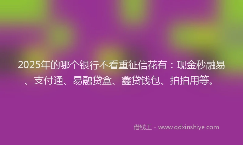 2025年的哪个银行不看重征信花有：现金秒融易、支付通、易融贷盒、鑫贷钱包、拍拍用等。