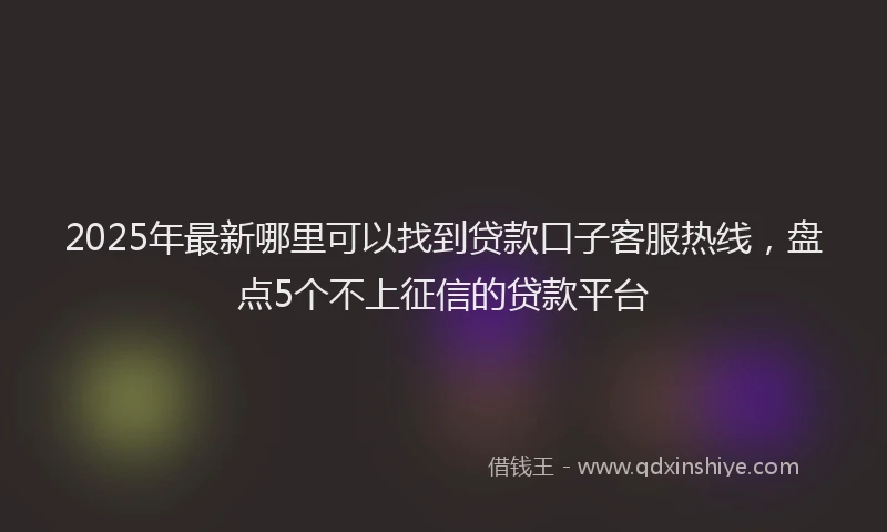 2025年最新哪里可以找到贷款口子客服热线，盘点5个不上征信的贷款平台