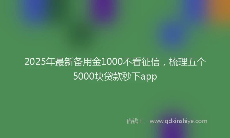 2025年最新备用金1000不看征信，梳理五个5000块贷款秒下app