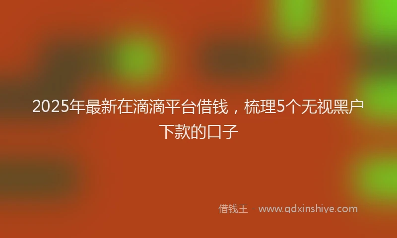 2025年最新在滴滴平台借钱，梳理5个无视黑户下款的口子