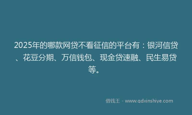 2025年的哪款网贷不看征信的平台有：银河信贷、花豆分期、万信钱包、现金贷速融、民生易贷等。