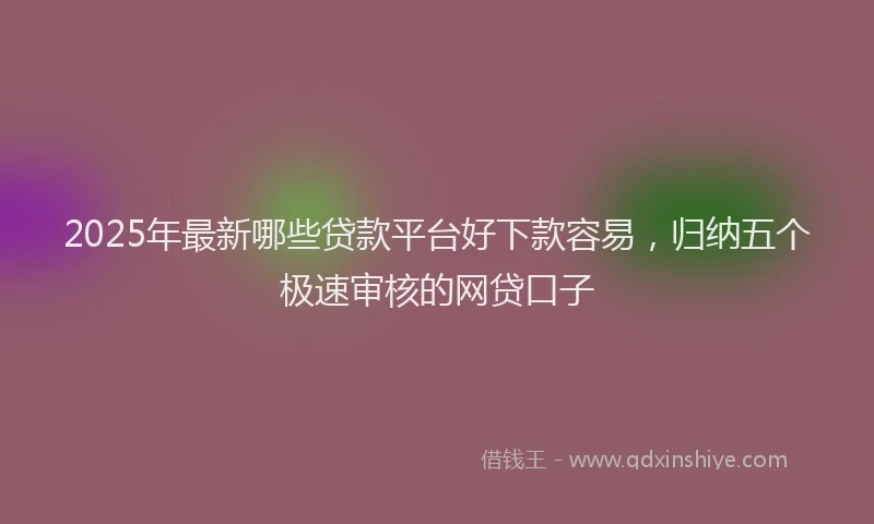 2025年最新哪些贷款平台好下款容易，归纳五个极速审核的网贷口子