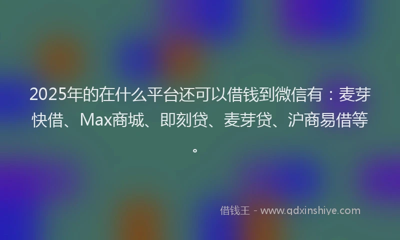 2025年的在什么平台还可以借钱到微信有：麦芽快借、Max商城、即刻贷、麦芽贷、沪商易借等。
