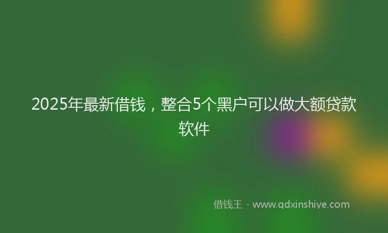 2025年最新借钱，整合5个黑户可以做大额贷款软件