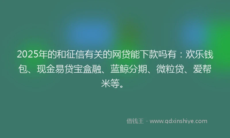 2025年的和征信有关的网贷能下款吗有：欢乐钱包、现金易贷宝盒融、蓝鲸分期、微粒贷、爱帮米等。
