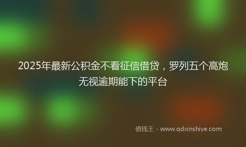 2025年最新公积金不看征信借贷，罗列五个高炮无视逾期能下的平台