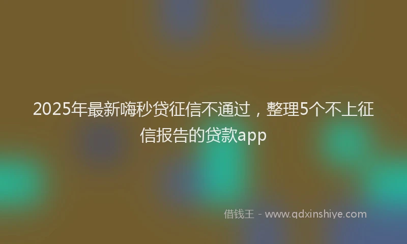 2025年最新嗨秒贷征信不通过，整理5个不上征信报告的贷款app