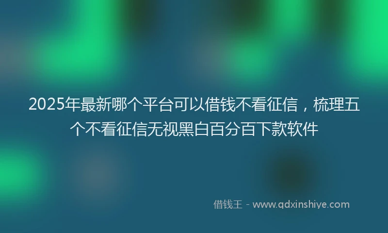 2025年最新哪个平台可以借钱不看征信，梳理五个不看征信无视黑白百分百下款软件