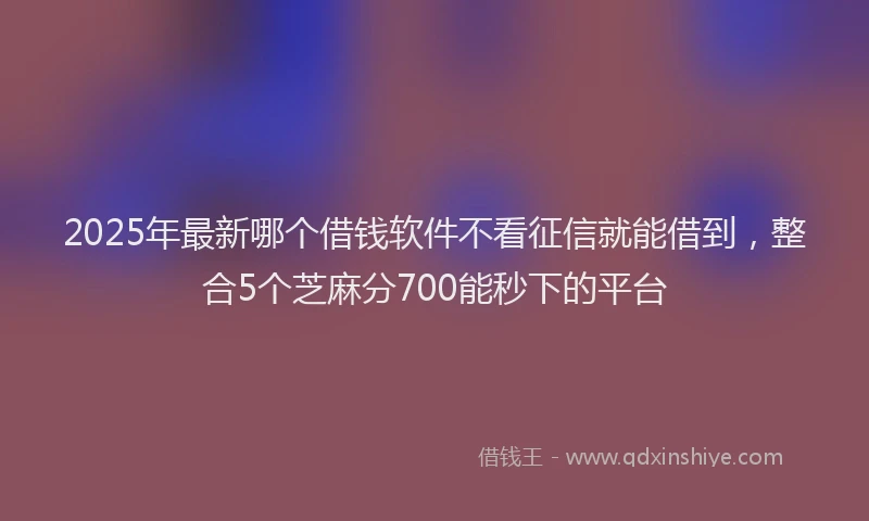 2025年最新哪个借钱软件不看征信就能借到，整合5个芝麻分700能秒下的平台