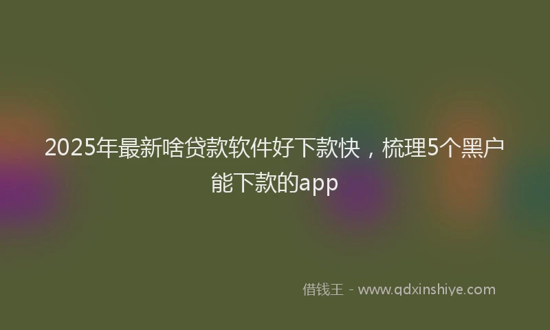 2025年最新啥贷款软件好下款快，梳理5个黑户能下款的app