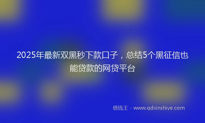 2025年最新双黑秒下款口子，总结5个黑征信也能贷款的网贷平台