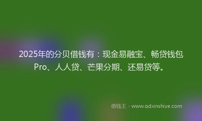 2025年的分贝借钱有：现金易融宝、畅贷钱包Pro、人人贷、芒果分期、还易贷等。