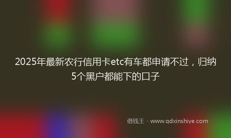 2025年最新农行信用卡etc有车都申请不过，归纳5个黑户都能下的口子