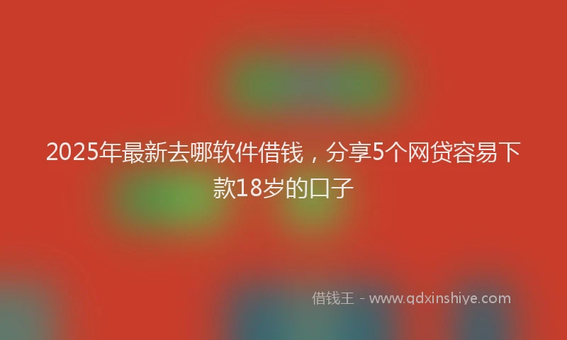 2025年最新去哪软件借钱，分享5个网贷容易下款18岁的口子