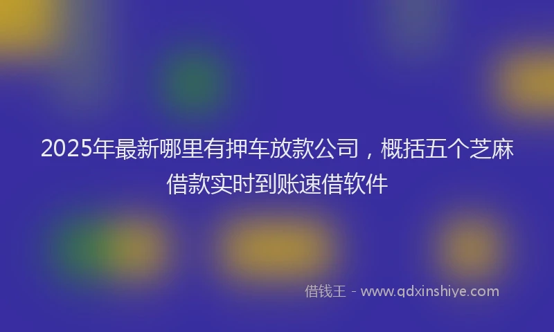 2025年最新哪里有押车放款公司，概括五个芝麻借款实时到账速借软件