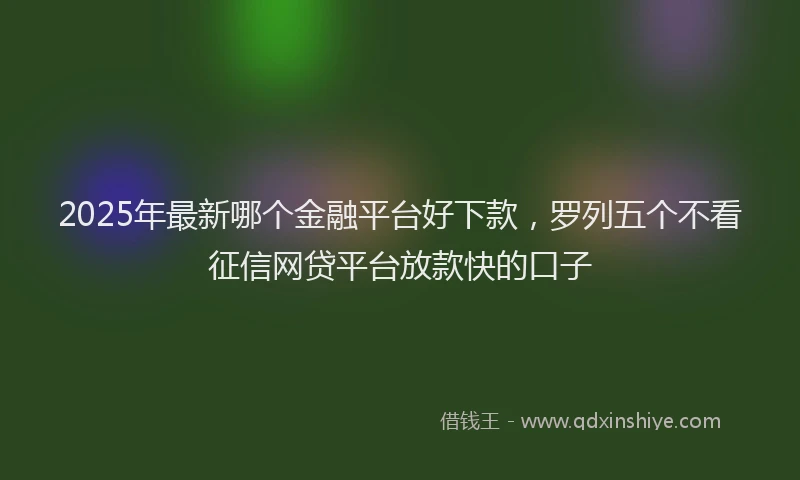 2025年最新哪个金融平台好下款，罗列五个不看征信网贷平台放款快的口子
