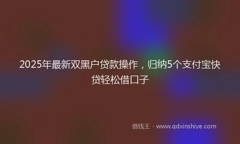 2025年最新双黑户贷款操作，归纳5个支付宝快贷轻松借口子