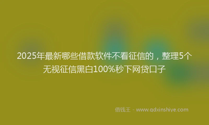 2025年最新哪些借款软件不看征信的，整理5个无视征信黑白100%秒下网贷口子