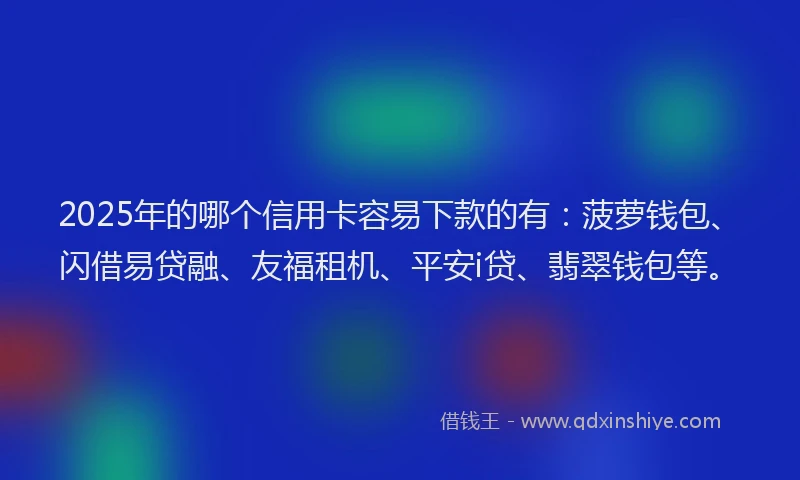 2025年的哪个信用卡容易下款的有：菠萝钱包、闪借易贷融、友福租机、平安i贷、翡翠钱包等。