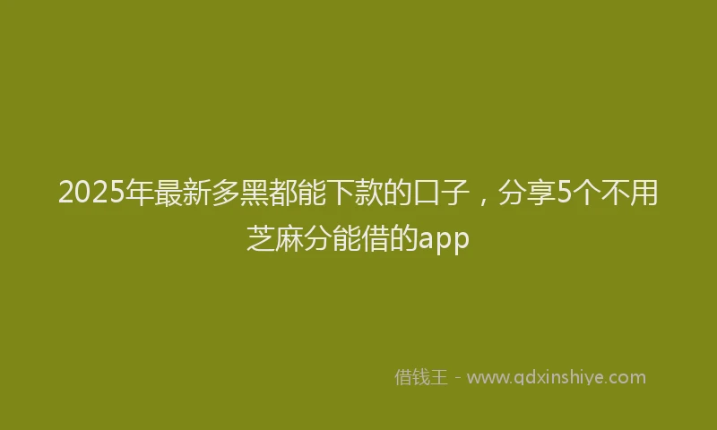 2025年最新多黑都能下款的口子，分享5个不用芝麻分能借的app