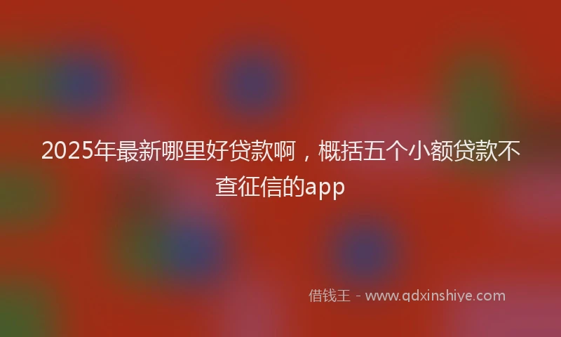 2025年最新哪里好贷款啊，概括五个小额贷款不查征信的app