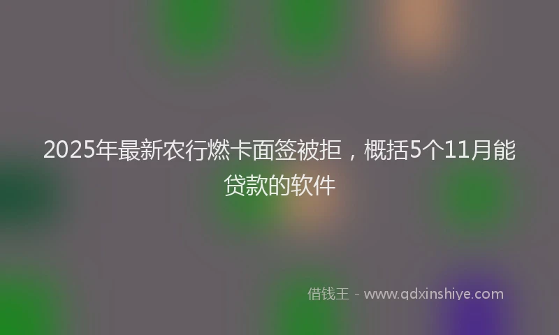 2025年最新农行燃卡面签被拒，概括5个11月能贷款的软件