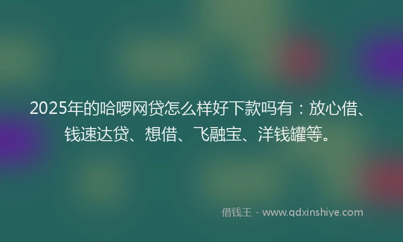 2025年的哈啰网贷怎么样好下款吗有：放心借、钱速达贷、想借、飞融宝、洋钱罐等。