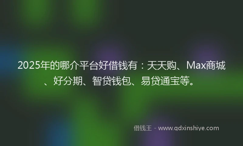 2025年的哪介平台好借钱有：天天购、Max商城、好分期、智贷钱包、易贷通宝等。