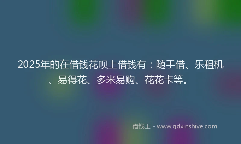 2025年的在借钱花呗上借钱有：随手借、乐租机、易得花、多米易购、花花卡等。