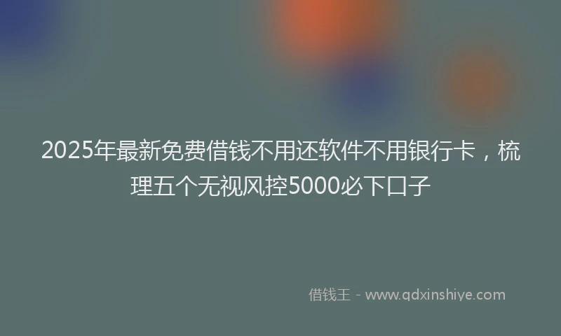 2025年最新免费借钱不用还软件不用银行卡，梳理五个无视风控5000必下口子