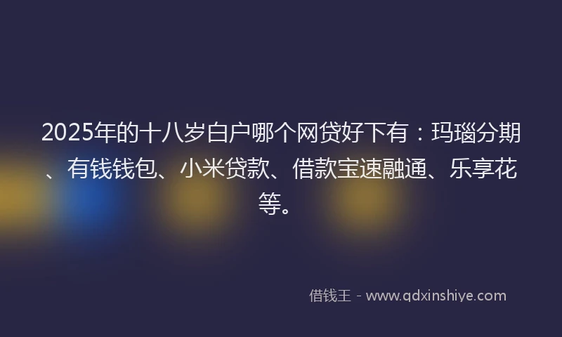 2025年的十八岁白户哪个网贷好下有：玛瑙分期、有钱钱包、小米贷款、借款宝速融通、乐享花等。