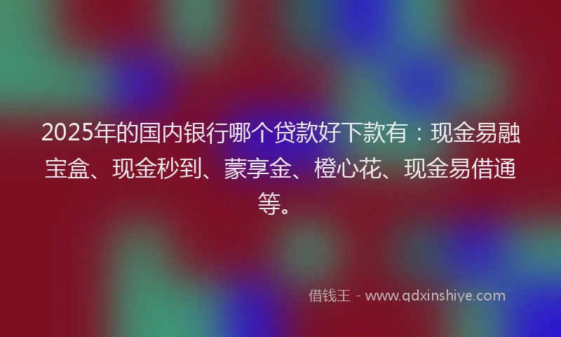 2025年的国内银行哪个贷款好下款有：现金易融宝盒、现金秒到、蒙享金、橙心花、现金易借通等。