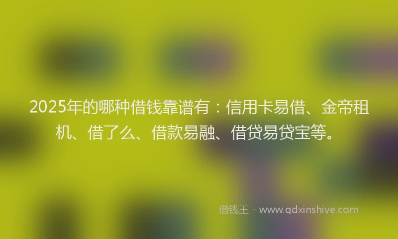 2025年的哪种借钱靠谱有：信用卡易借、金帝租机、借了么、借款易融、借贷易贷宝等。