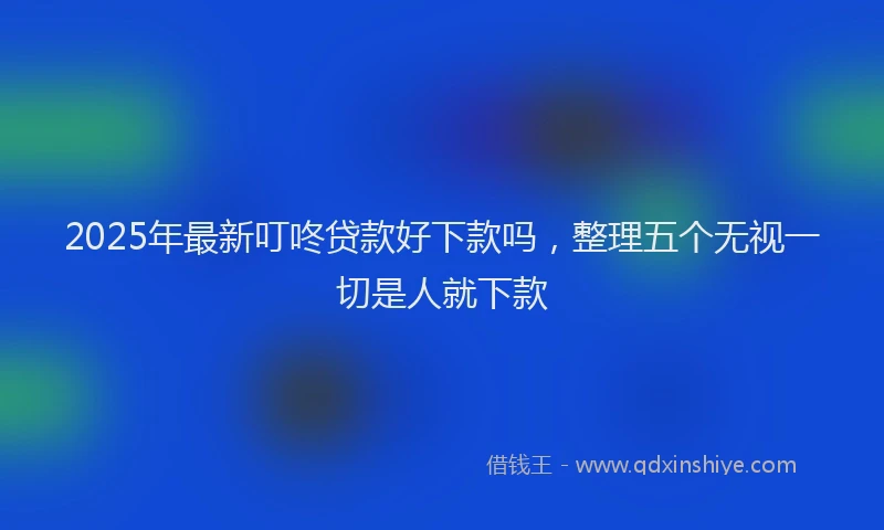 2025年最新叮咚贷款好下款吗，整理五个无视一切是人就下款