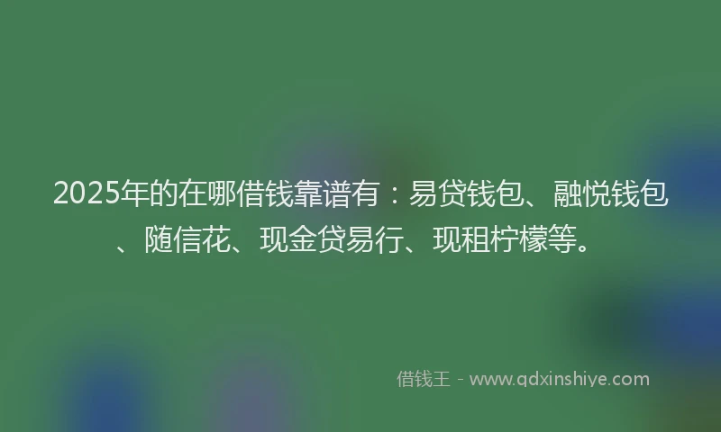 2025年的在哪借钱靠谱有：易贷钱包、融悦钱包、随信花、现金贷易行、现租柠檬等。