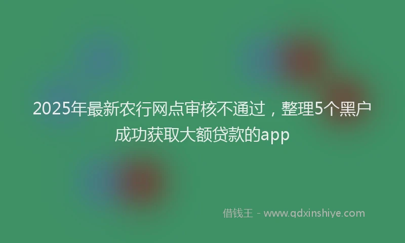 2025年最新农行网点审核不通过，整理5个黑户成功获取大额贷款的app