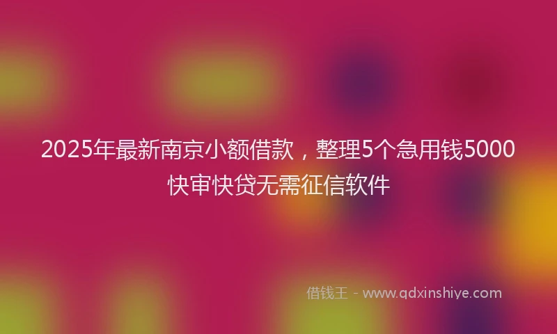 2025年最新南京小额借款，整理5个急用钱5000快审快贷无需征信软件