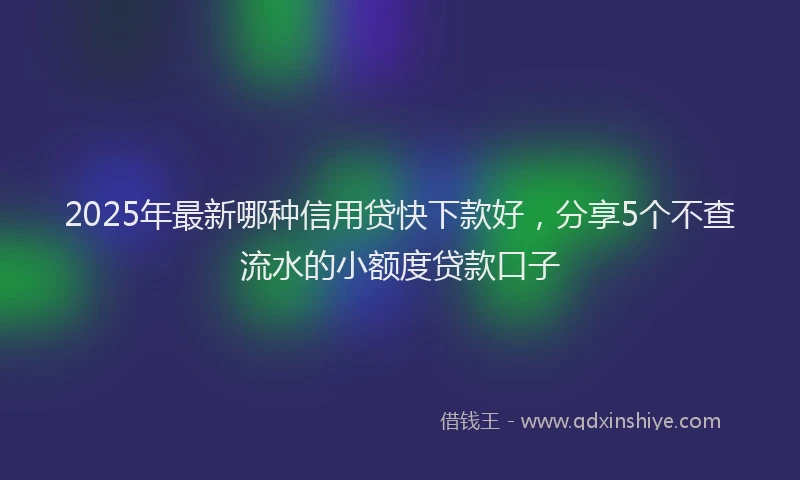 2025年最新哪种信用贷快下款好，分享5个不查流水的小额度贷款口子